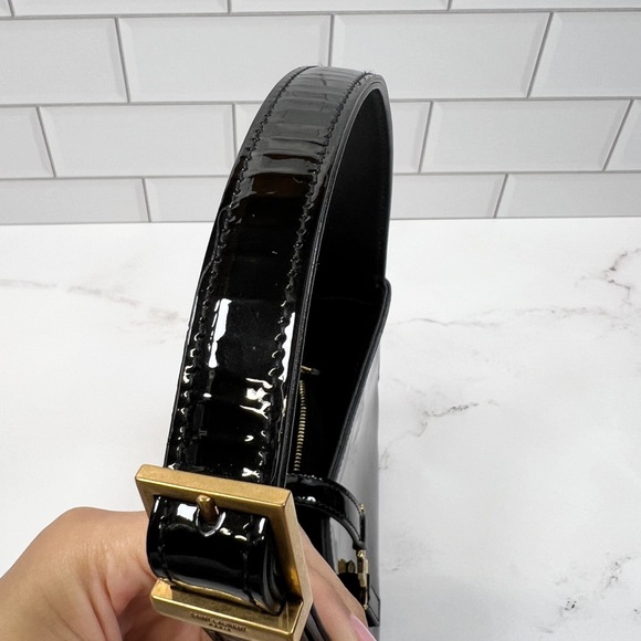 YSL Yves Saint Laurent Le 5 A 7 Hobo Shoulder Bag Patent Leather Shiny Purse - Picture 6 of 11